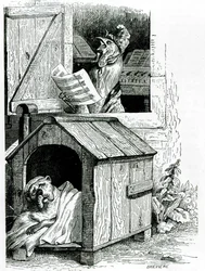 Slapende hond en zingende haan, uit J. Thomsons 